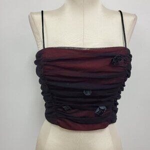 Morgan And Co Y2K Fairy Grunge Whimsigoth Ruched Mesh Crop Top Size XXS Romantic